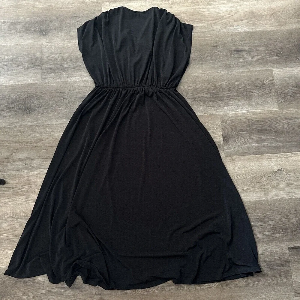 asos Designs Black Basic Plunge Stretchy long Skater‎ Dress size 6